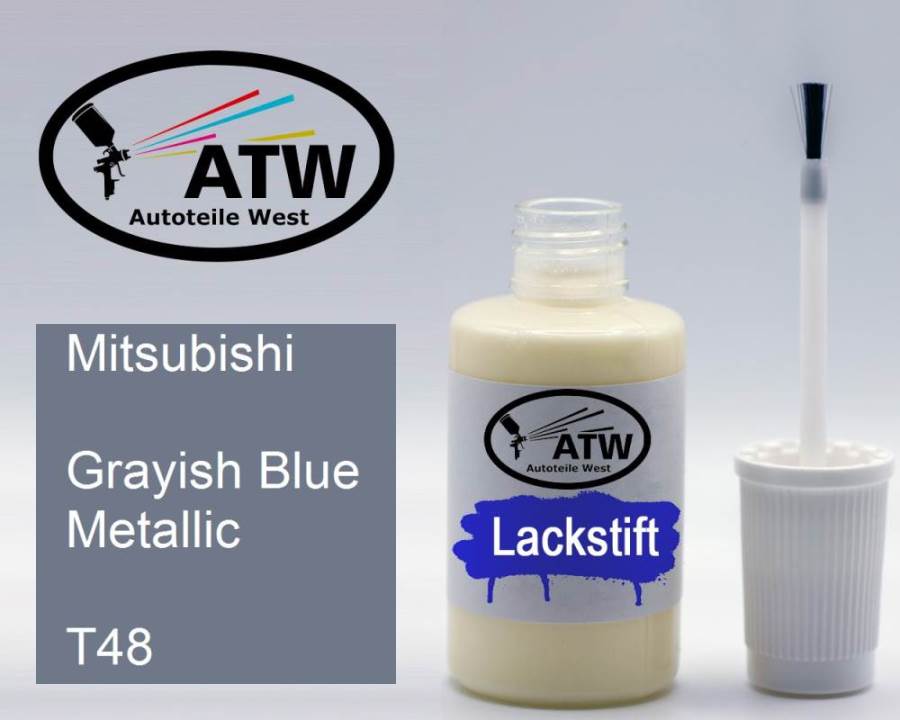 Mitsubishi, Grayish Blue Metallic, T48: 20ml Lackstift, von ATW Autoteile West.